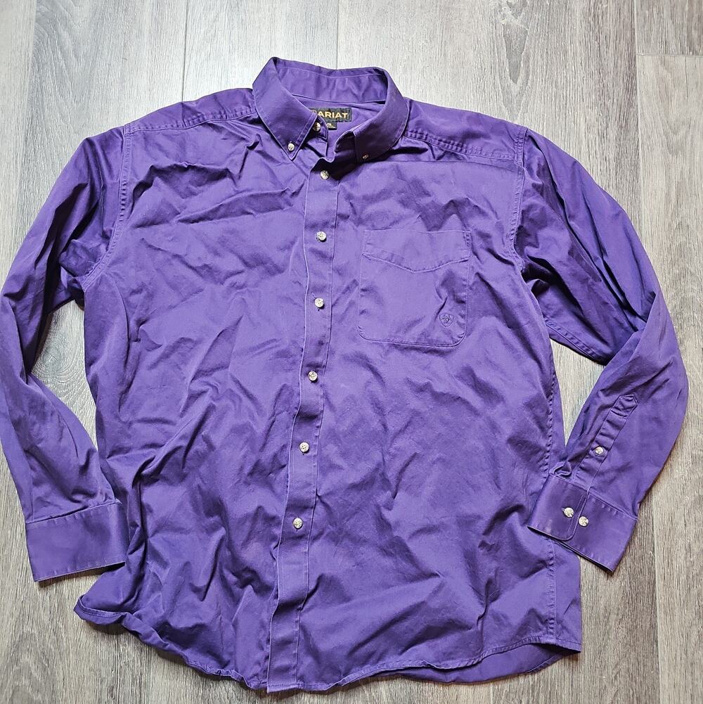Ariat Solid Twill Mens Long Sleeve Button Down Western Cowboy Shirt XL